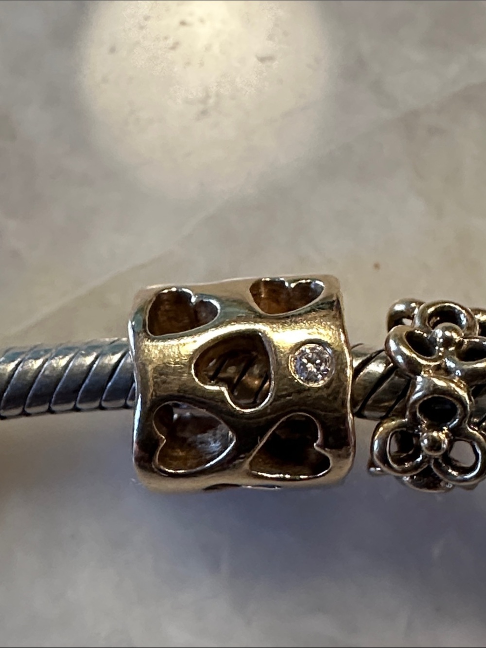 Pandora 14k solid Gold w with Diamonds Katie’s Diamond of Love charm - Picture 4 of 7
